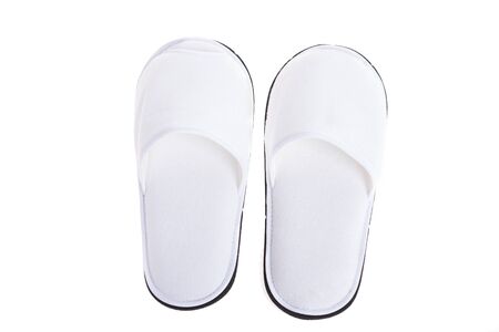 Hotel, Spa, wellness or hospitality slippers isolated  on white backgroundの写真素材