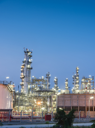 Oil Refinery factory at sunset, Petroleum, petrochemical plantの写真素材