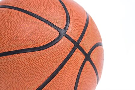 Old basketball basket ball isolate on over white backgroundの写真素材