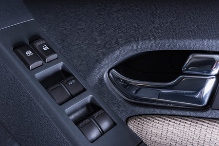 Car interior black door panel, nobody and close upの写真素材