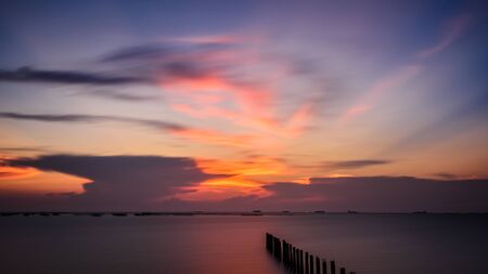 Beautiful landscape seascape sunset over the seaの写真素材