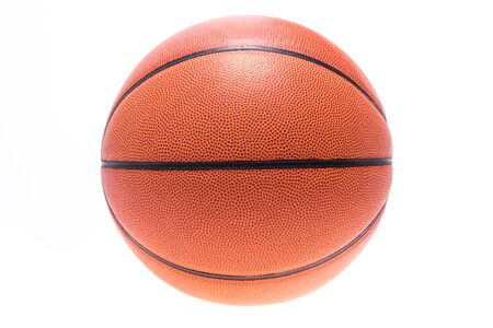 Orange basketball or basket ball isolated on white backgroundの写真素材
