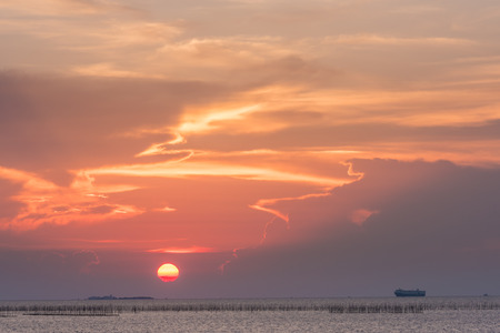 Beautiful landscape seascape sunset over the seaの写真素材
