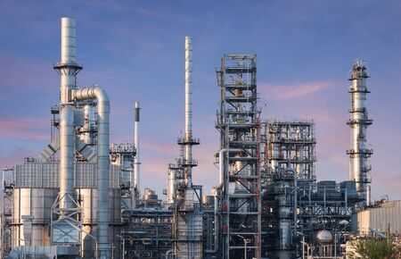 Oil Industry Refinery factory at Sunset, petrochemical, Petroleum plantの写真素材