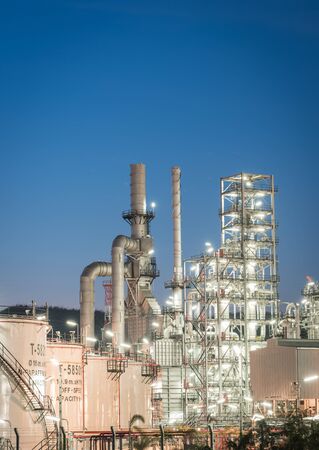 Oil Industry Refinery factory at twilight, petrochemical, Petroleum plantの写真素材