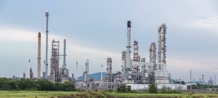 Petrochemical, Petroleum, oil refinery plant at day timeの写真素材