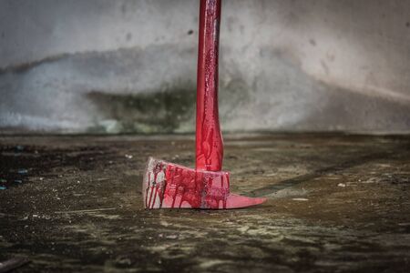 assassin instrument crime axe in puddle blood