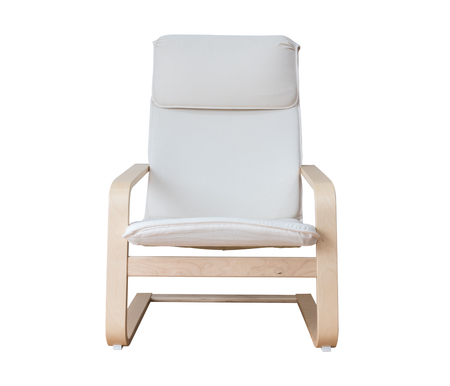Modern designer White color chair isolated on white backgroundの写真素材