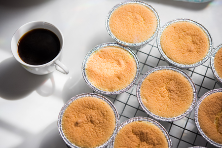 Closeup bakery bread cupcake and coffee brunch breakfast in homemade, sweet foodの写真素材