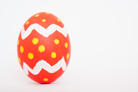 Beautiful Easter Red egg color isolate on white background, Easter day conceptの写真素材