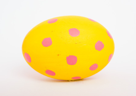 Beautiful Easter Yellow egg color isolate on white background, Easter day conceptの写真素材