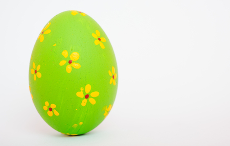Beautiful Easter Green egg color isolate on white background, Easter day conceptの写真素材