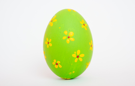 Beautiful Easter Green egg color isolate on white background, Easter day conceptの写真素材