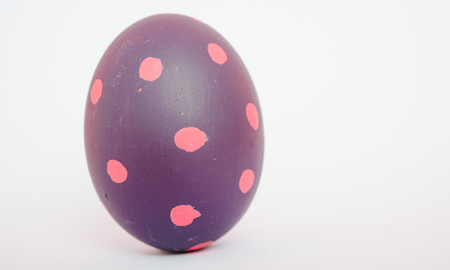 Beautiful Easter purple egg color isolate on white background, Easter day conceptの写真素材