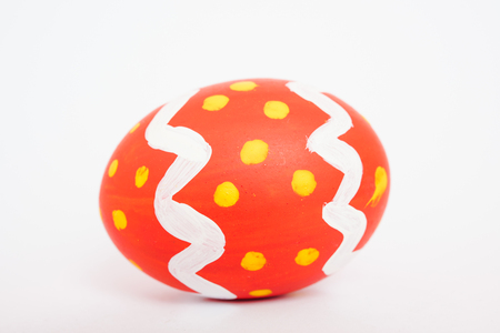 Beautiful Easter Red egg color isolate on white background, Easter day conceptの写真素材