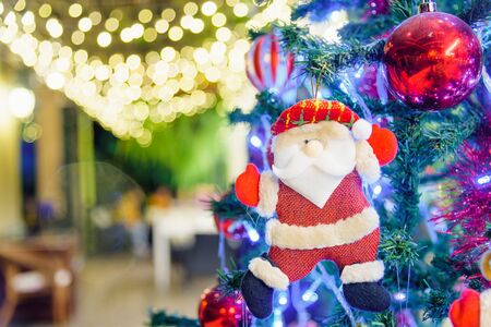 Happy new year or christmas day decorative fir tree with copy space for your textの写真素材