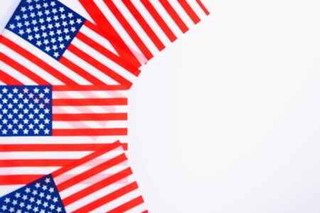 Martin luther king day, flat lay top view, American flag on white background with copy space for your textの写真素材