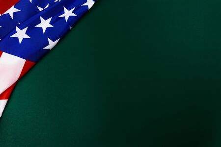 President's Day Concept, flat lay top view, America Flag on Olive green background with copy space for your textの写真素材