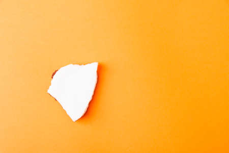 Happy coconuts day concept, fresh coconut group pieces slices, studio shot isolated on orange backgroundの写真素材