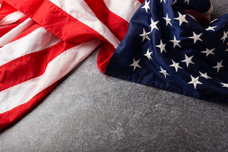 America United States flag, memorial remembrance and thank you of hero, studio shot with copy space...