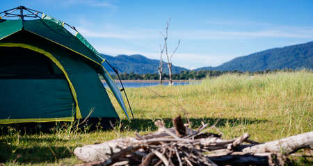 Camping tent with firewood