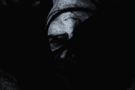 Woman ghost horror creepy close up her face, halloween conceptの写真素材