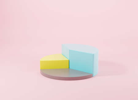 Donut chart graph growth diagram Infographics elements analysis on pink background, Business info empty circle graphics pie donut table, finance web design template, 3D rendering illustrationの写真素材