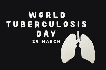 World tuberculosis day. Lungs paper cutting decorative symbol on black background, copy space, concept of world TB day, no tobacco, banner background, respiratory, lung cancer awareness, 24 Marchの写真素材