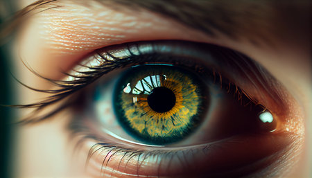 Close up detail beautiful female eye macro, fashion naturel makeup, Generative AIの写真素材