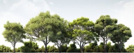 A natural beauty of a tree in a peaceful environment with green leaves and branches isolated on white. AI Generative.の素材