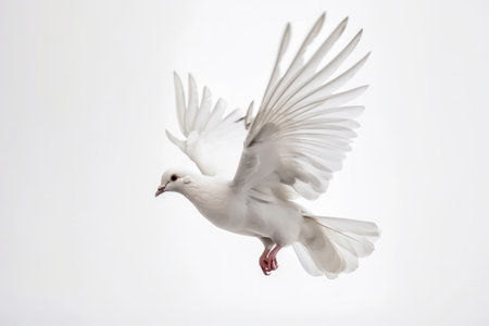 Experience the wonder of flight with this graceful white bird, wings spread wide and soaring through the clouds. AI Generative.の素材