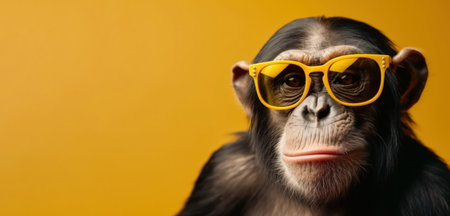 Wildlife meets fashion with this dapper monkey in glasses and a polka dot tie. A modern and quirky twist on primate accessories. AI Generative.の素材