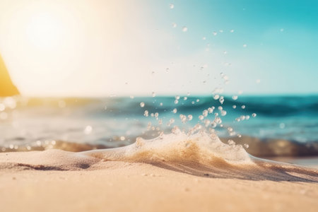 An enchanting starfish on a sandy beach surrounded by a panoramic seascape. A mesmerizing marine life that takes your breath away. AI Generativeの素材