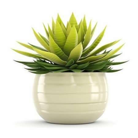 A beautiful houseplant in a modern white planter, perfect for any decor style. Enhance your indoor living space and promote a healthy lifestyle. AI Generative.の素材