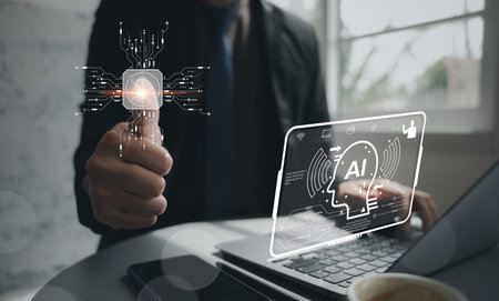 AI is used for automation to detect fingerprints, a technology solution shown as a person accesses a...
