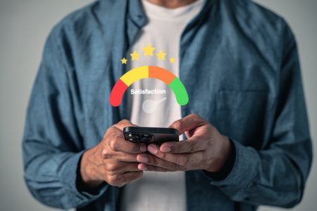 Online customer satisfaction survey asks clients to rate their service experience, with consumers...