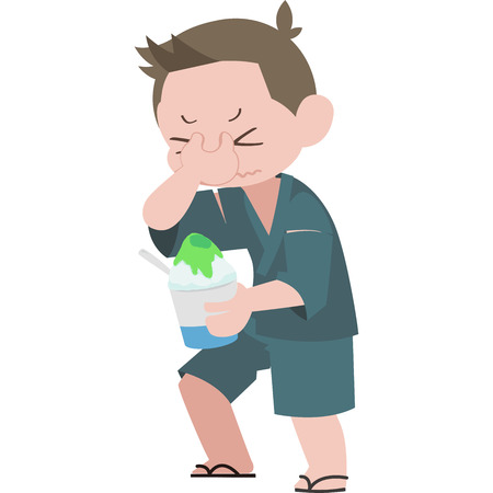 Poker men eating ice, iceheadacheのイラスト素材
