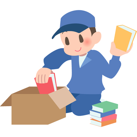 Book packing workersのイラスト素材
