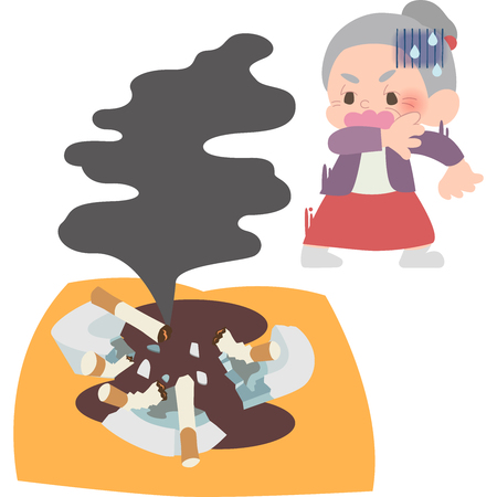 She noticed the smokeのイラスト素材