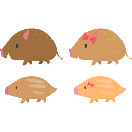 Wild boar and Colletotrichum lagenarium bladderのイラスト素材