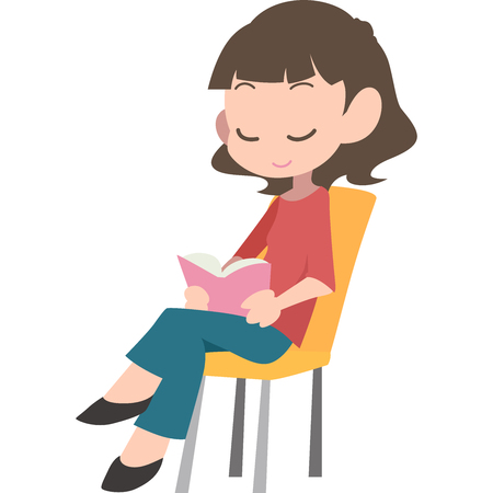 Women sat, readingのイラスト素材