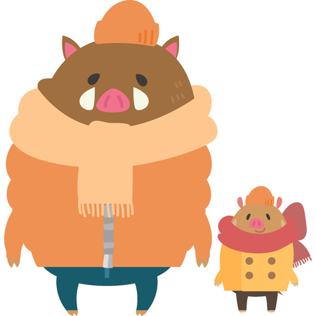 Dressed in wild boar and Colletotrichum lagenarium bladderのイラスト素材