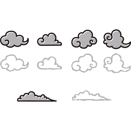 Clouds set in Japaneseのイラスト素材
