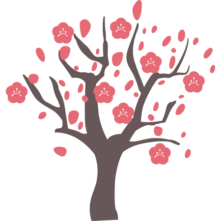 Plum tree isolated on whiteのイラスト素材