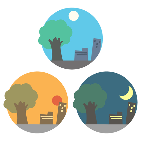 Background icon day evening night setのイラスト素材
