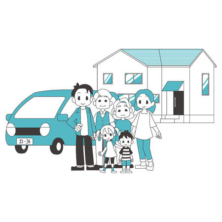 3 Household Family Residential Vehicleのイラスト素材