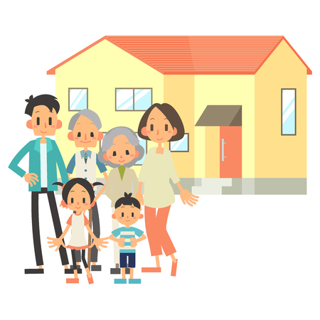 3 Household Family Residential Vehicleのイラスト素材