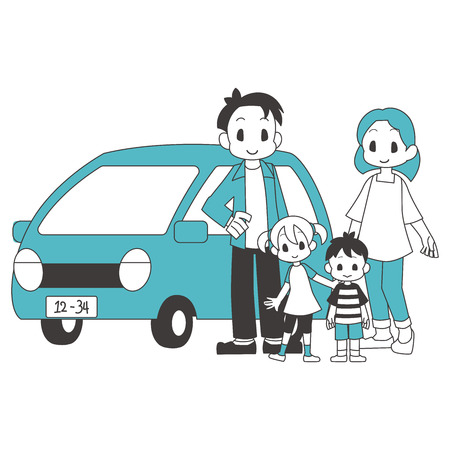 Family parent / child private carのイラスト素材