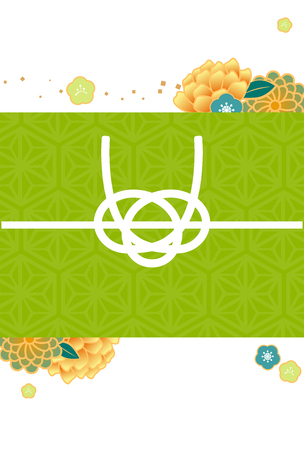 New year's letter template vertical 2019 yellow-greenの写真素材