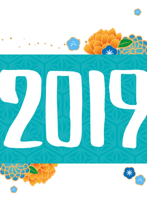New year's letter template vertical 2019 blueの写真素材
